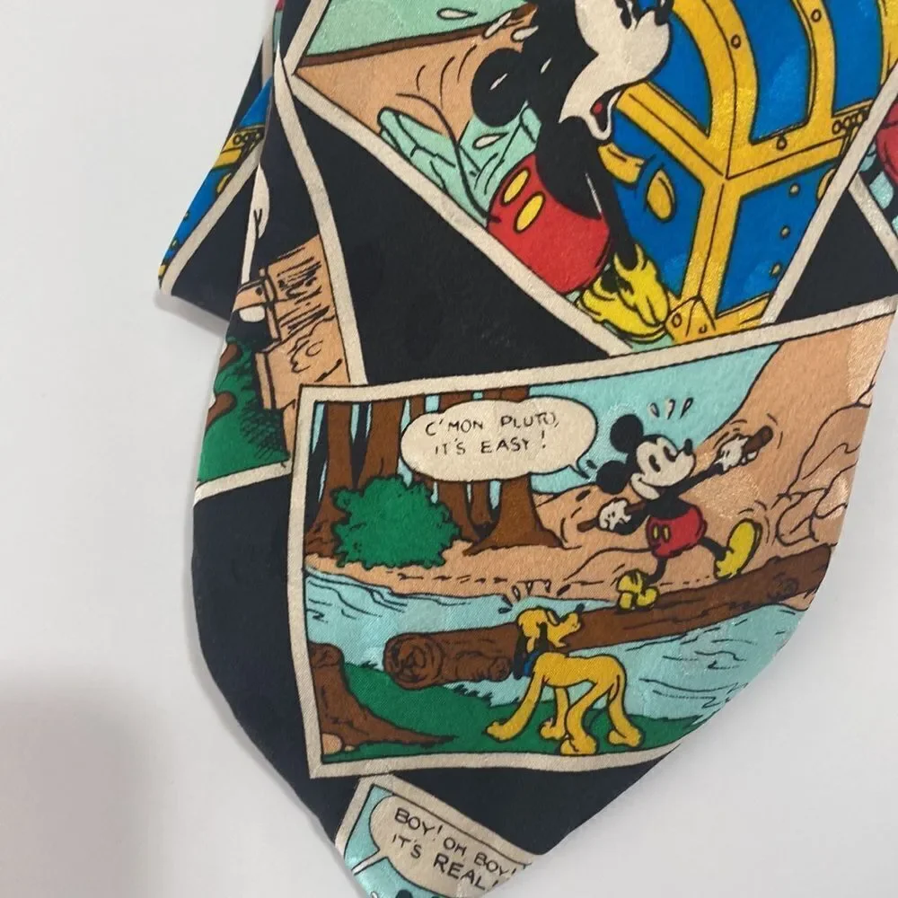 Mickey Inc Disney Donald Duck Comic Book Silk Black Multi Neck Tie